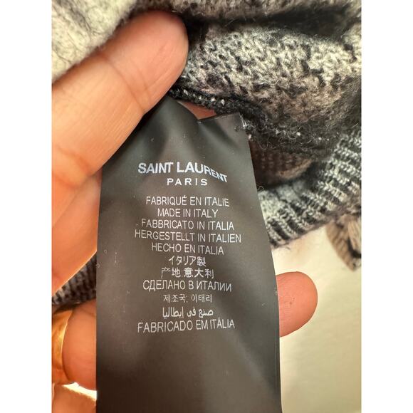 Saint Laurent Paris Unisex Wool Mohair Blend Gray Black Stripe Size Small - Picture 7 of 7